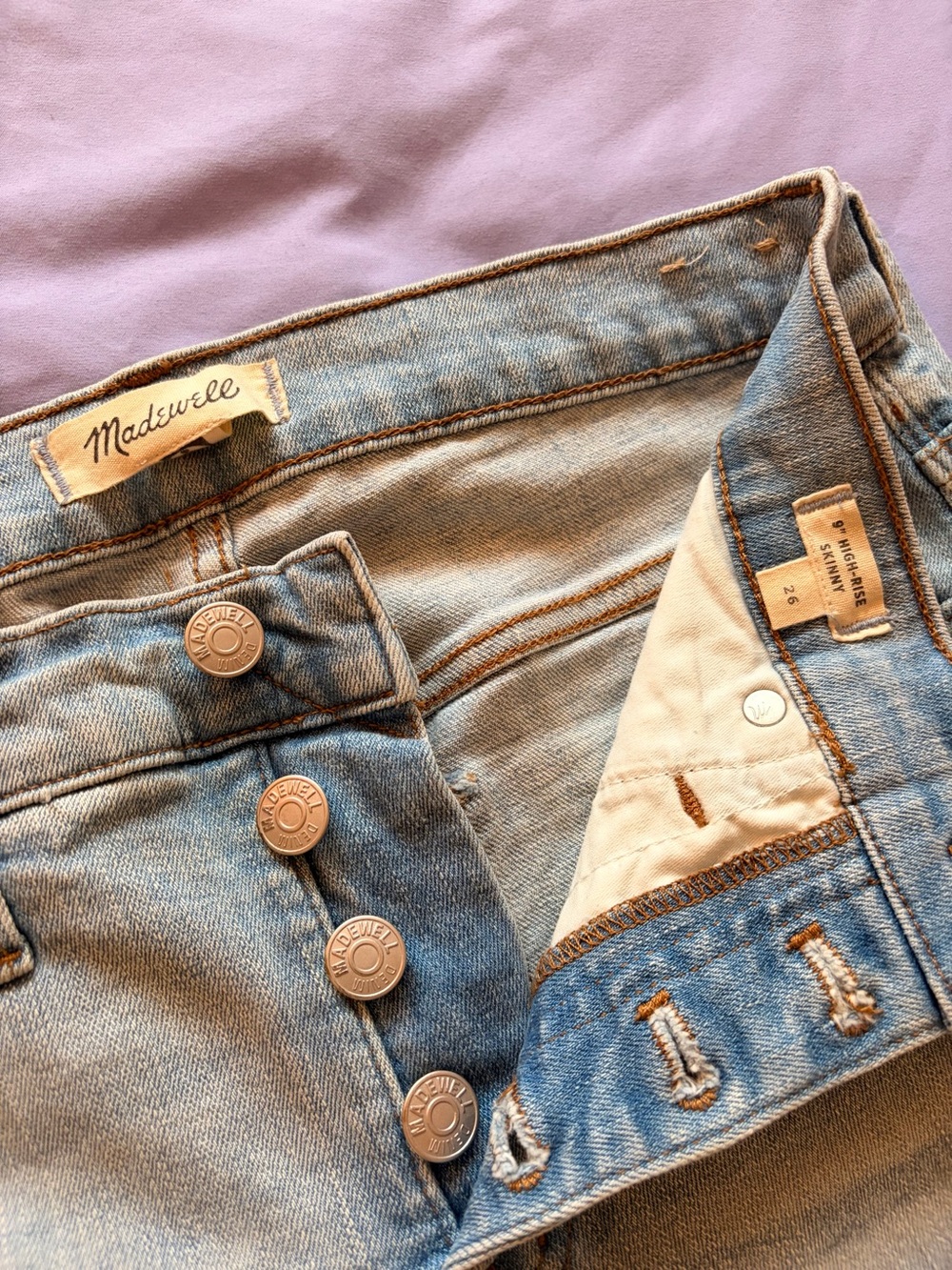 Madewell Women's High-Rise Button-Fly Jeans in Light Blue Denim